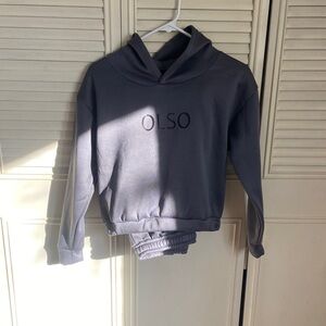 OLSO Gray Hoodie and Joggers Set